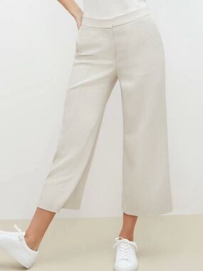 MM Lafleur The Anderson Pant - Everstretch Wide Leg Ecru Beige High Rise